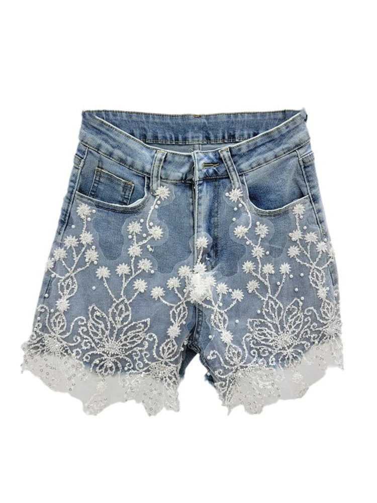 Kim Flower Denim Shorts