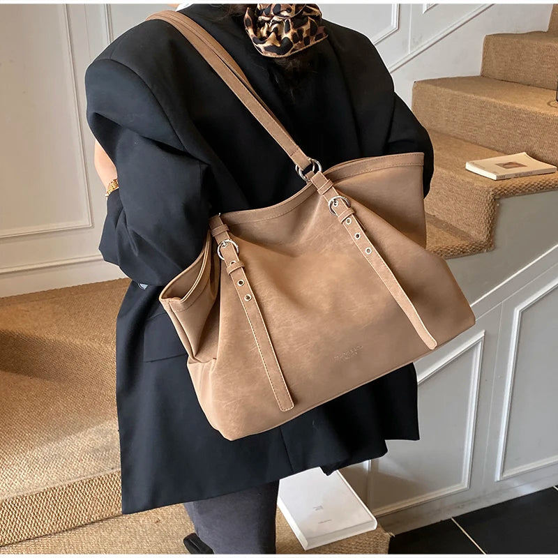 Mirella Suede Buckle Tote Bag