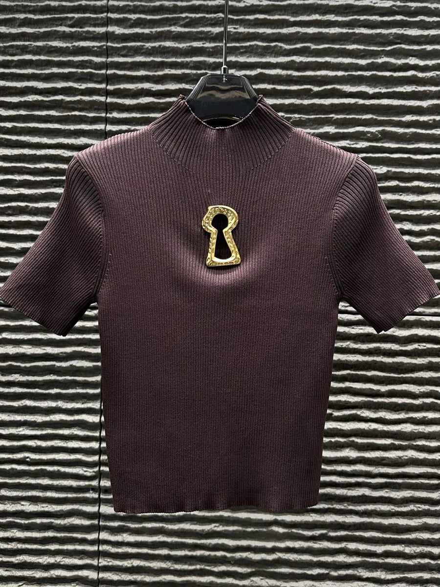 Women’s Turtleneck Buckle T-Shirt