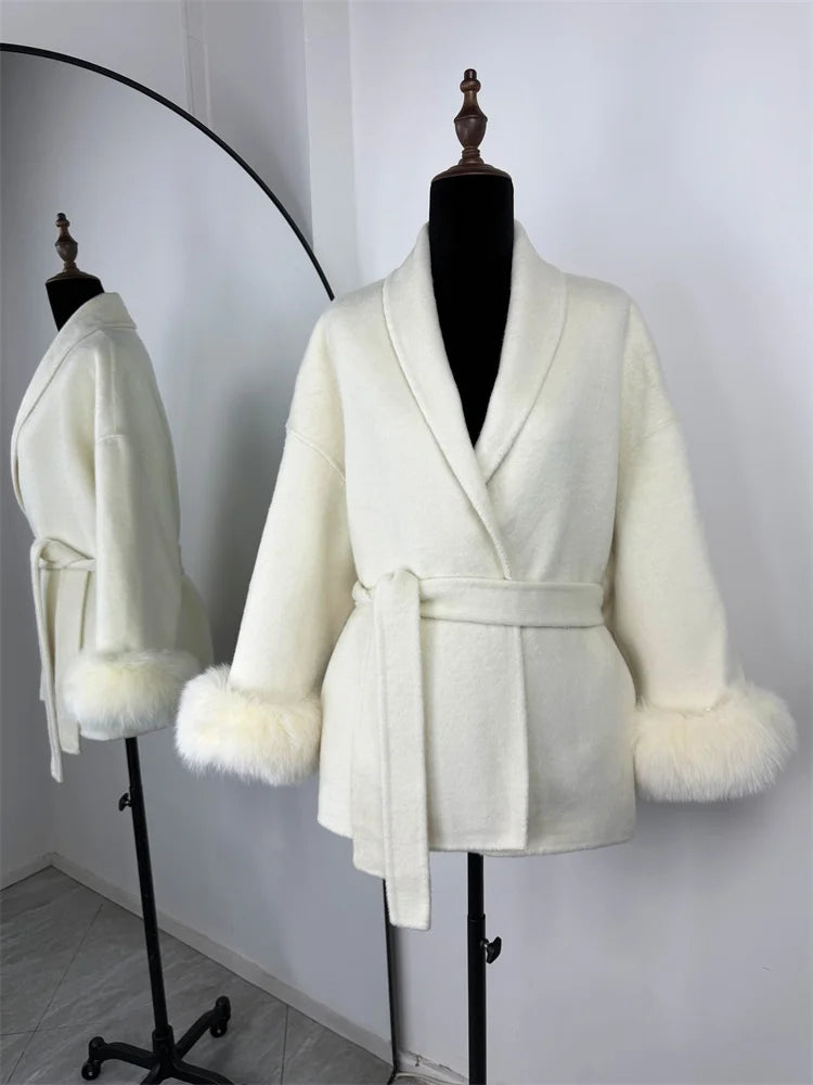 Aureline Fox Fur Wool Coat