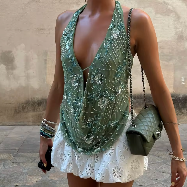 Green Halter Top