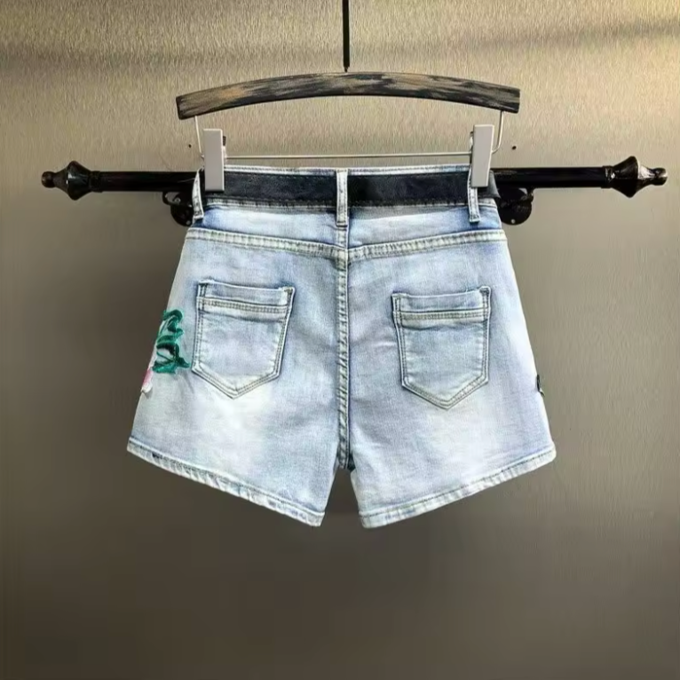 Flower Denim Shorts