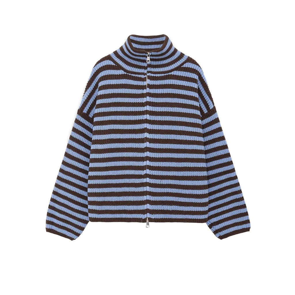 Rosalie Striped Zip-Up Cardigan