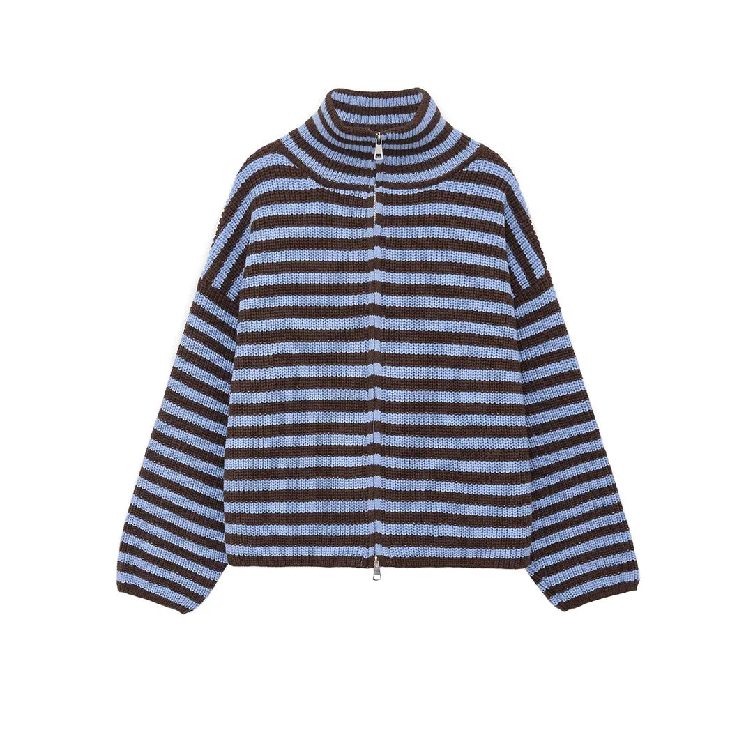 Rosalie Striped Zip-Up Cardigan