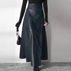 Women’s High Waist Leather Long Skirt