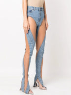 High Rise Mesh Skinny Jeans