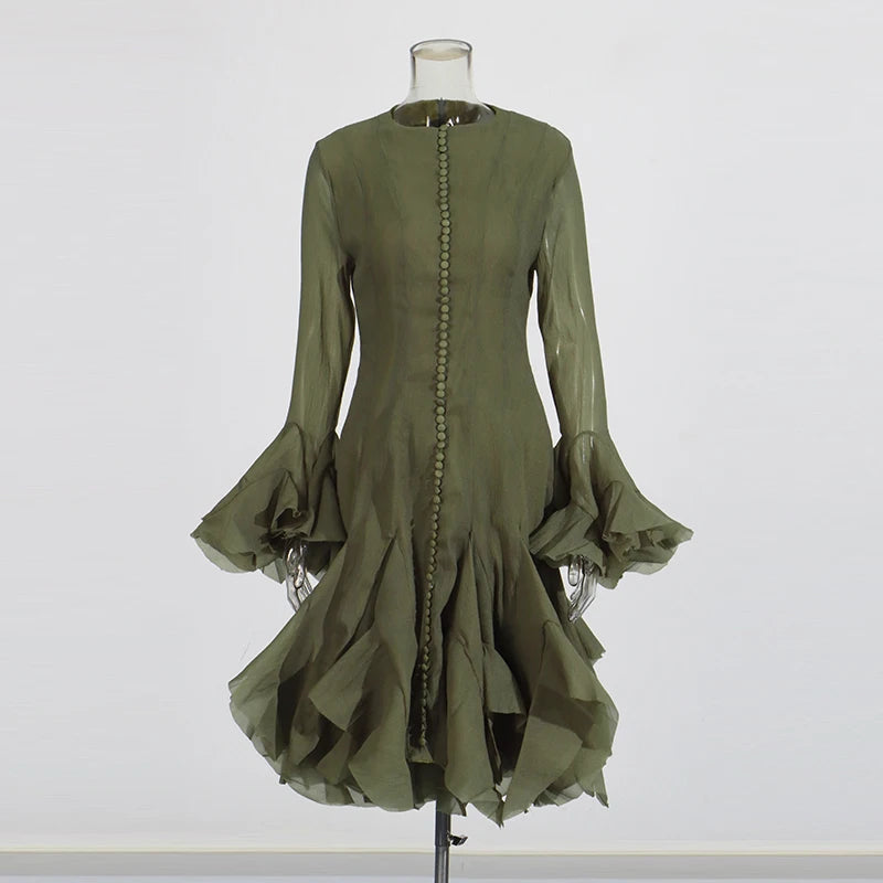 Women’s High Waist Ruffle Dress