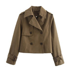 Vintage Cropped Double-Breasted Jacket