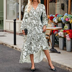 Amelia Lantern Sleeve V-Neck Dress