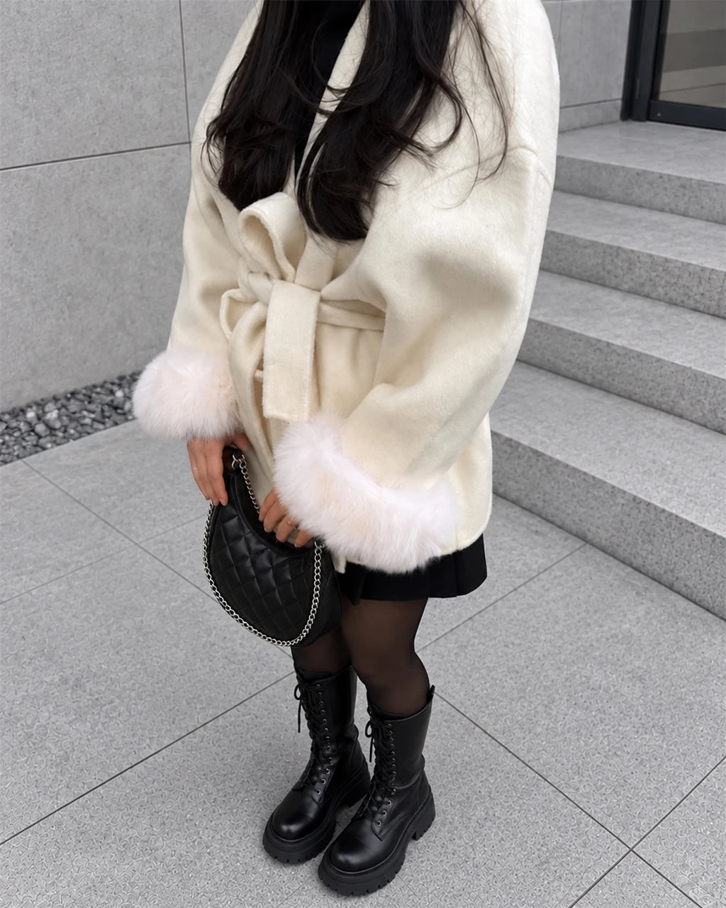 Aureline Fox Fur Wool Coat