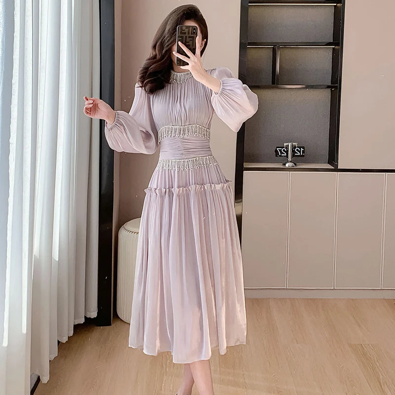 Puff Sleeve Midi Dress