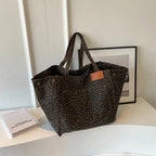 Retro Leopard Canvas Tote Bag