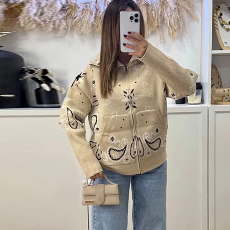 Women’s Jacquard Zip Cardigan