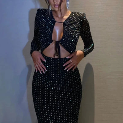 Glitter Bodycon Maxi Dress