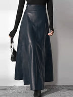 Women’s High Waist Leather Long Skirt