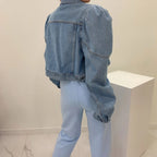 Puff Sleeve Vintage Denim Jacket
