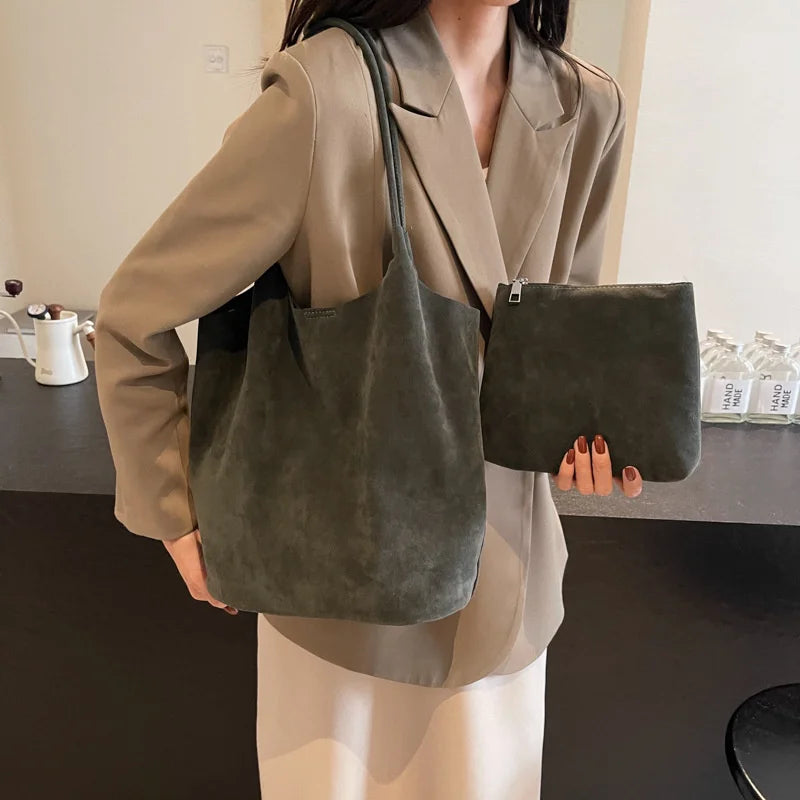 Isabelle Suede Shoulder Tote