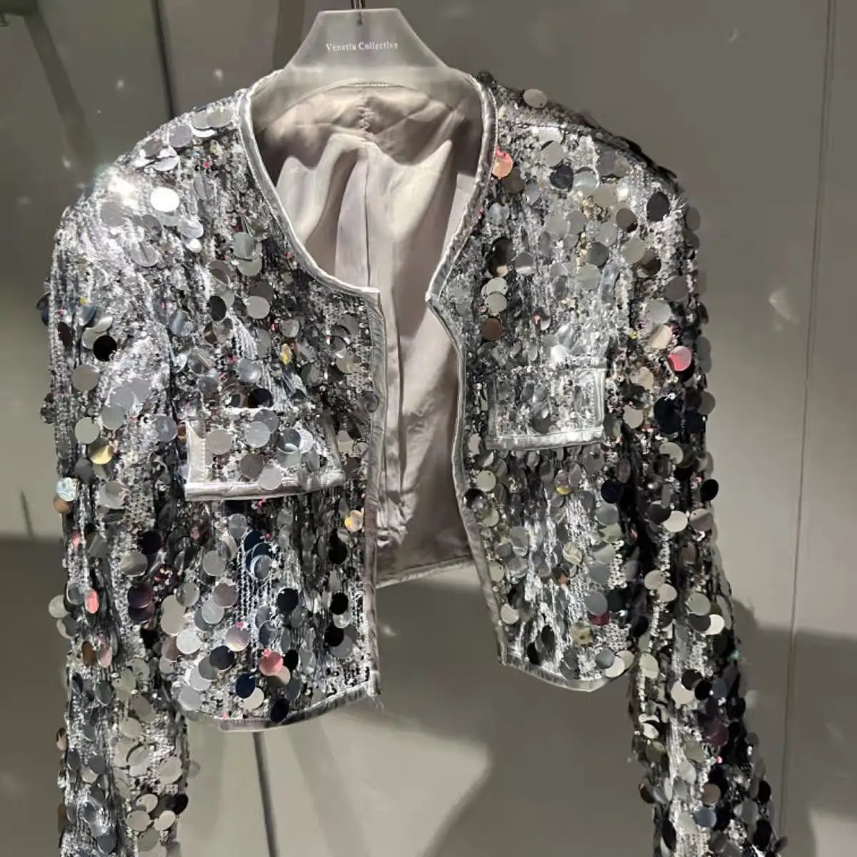 Shiny Long Sleeve Party Jacket