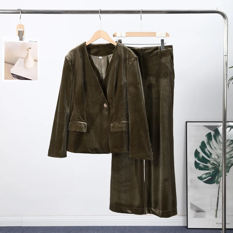 Women’s Velvet Blazer Suit Set