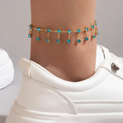 Rhinestones Tassel Anklet