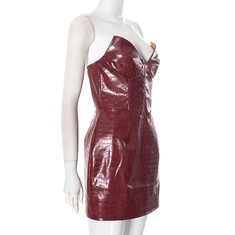 Women’s Strapless Leather Mini Dress