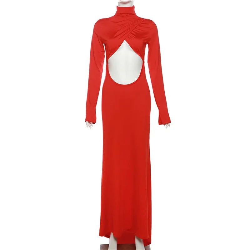 Red Cut Out Maxi Dress