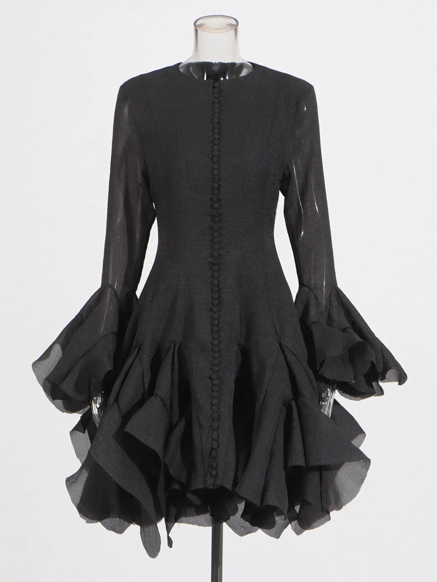 Women’s High Waist Ruffle Dress