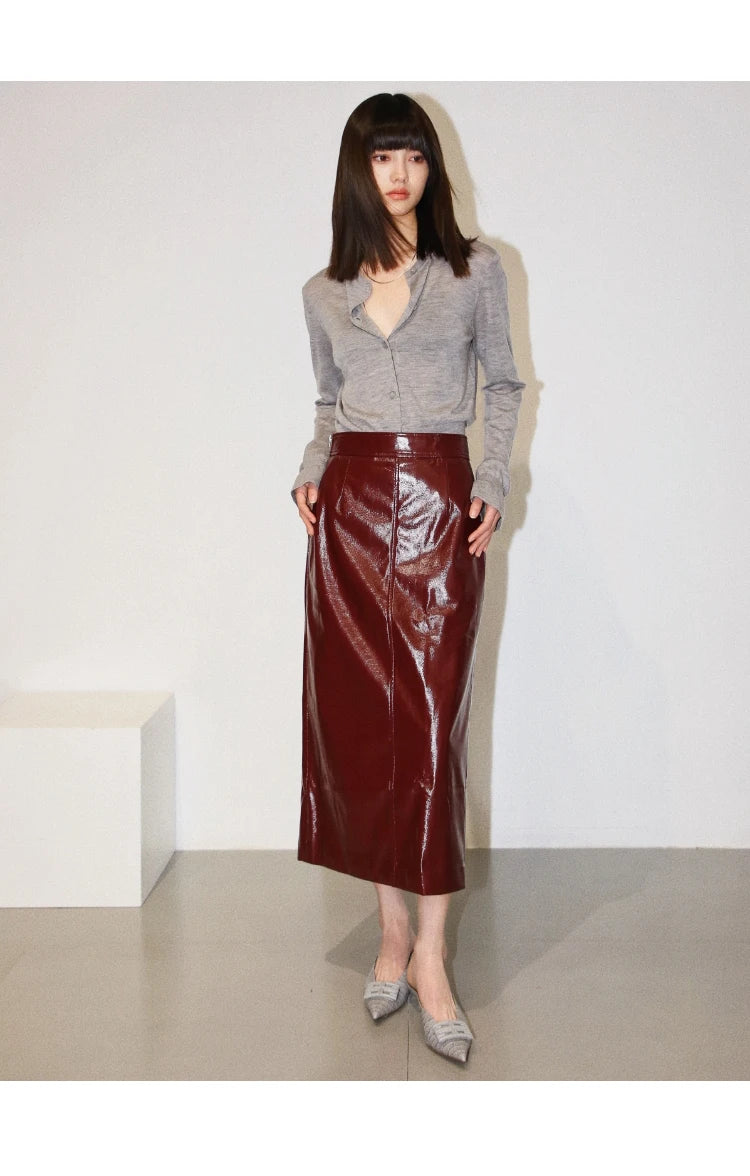 Aurora Leather Midi Skirt