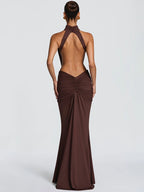Women’s Backless Turtleneck Maxi Dress