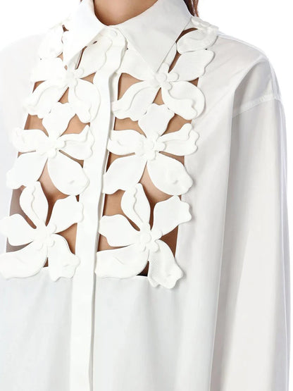 Hollow Flower Long Sleeves Top