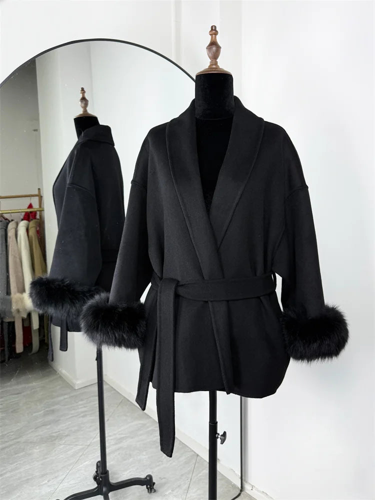 Aureline Fox Fur Wool Coat