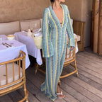 Serena Crochet Stripe Maxi Dress