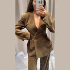 Women’s Velvet Blazer Suit Set