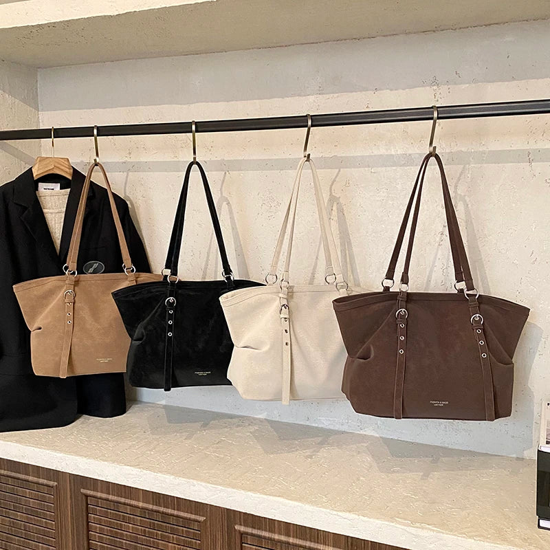 Mirella Suede Buckle Tote Bag