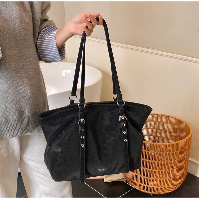 Mirella Suede Buckle Tote Bag