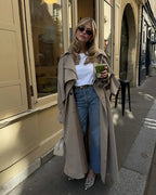 Women’s Lace-Up Long Trench Coat