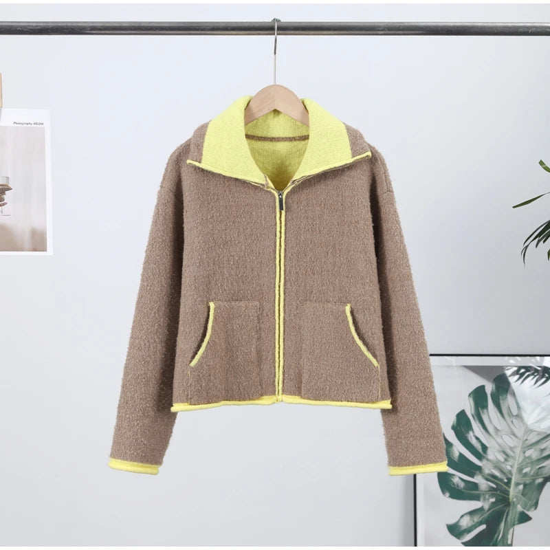 Contrast Knitted Cardigan