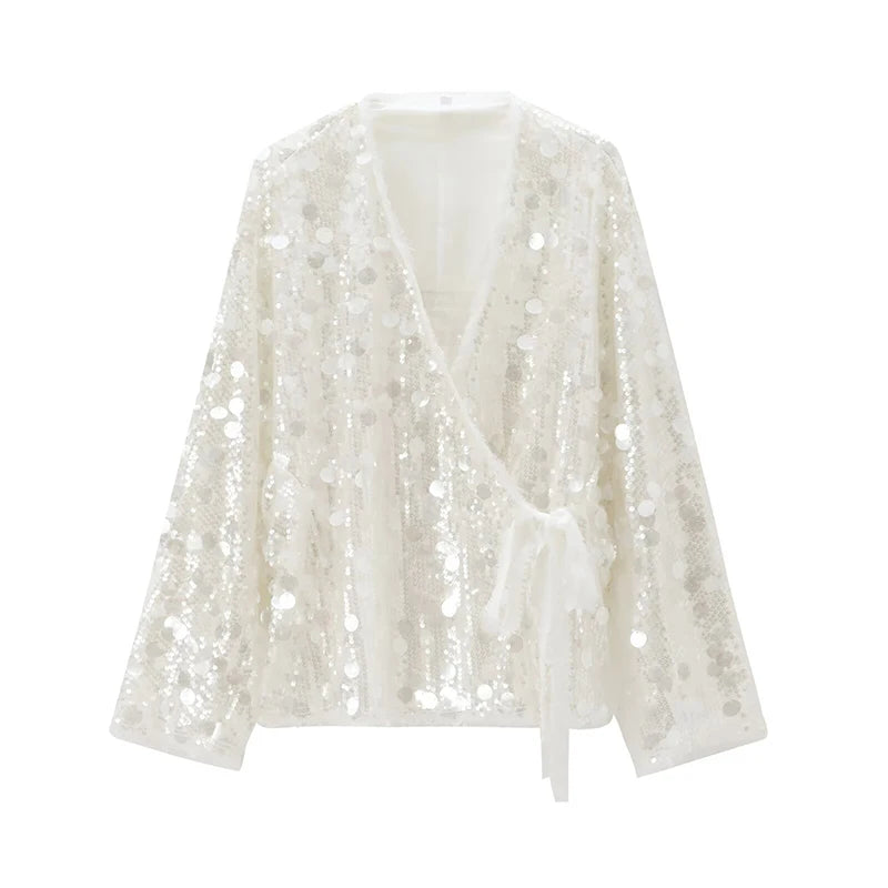 Sequin Kimono Wrap Jacket