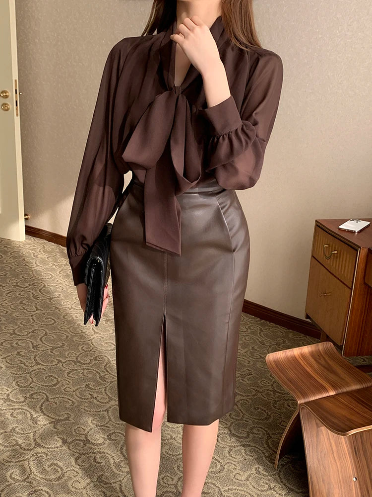 Vintage Bow Chiffon Blouse