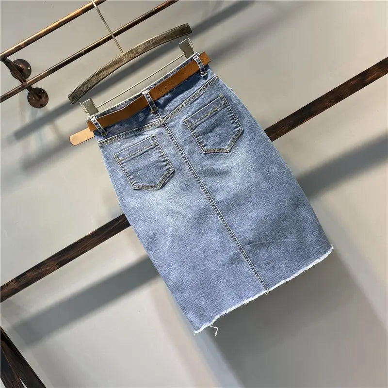 Vintage A-Line Denim Midi Skirt
