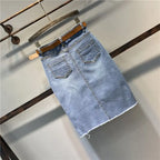 Vintage A-Line Denim Midi Skirt
