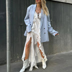 Women’s Ruffled Suspender Maxi Dress