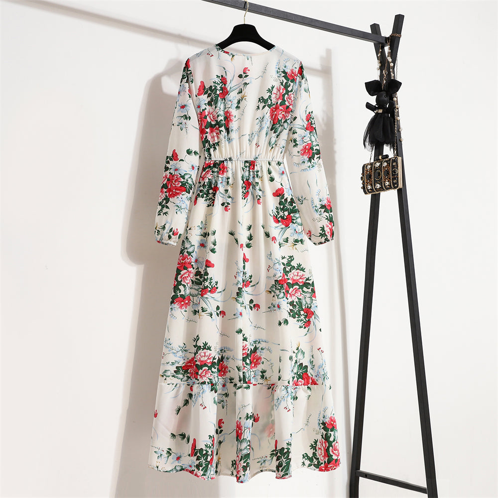 Bohemian Floral Chiffon Maxi Dress