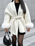 Aureline Fox Fur Wool Coat