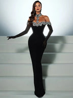 Cari Crystal Black Maxi dress