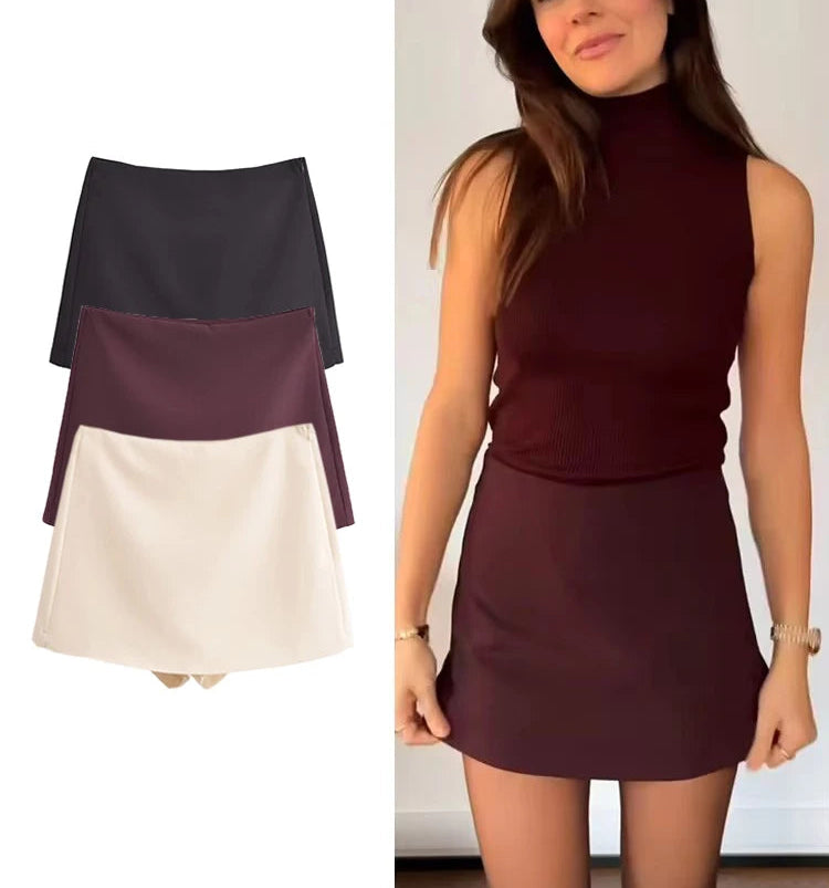 High Waist Spring Skort