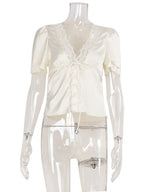 Clara Satin Lace Blouse