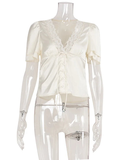 Clara Satin Lace Blouse