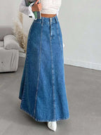 Long Denim Midi Skirt