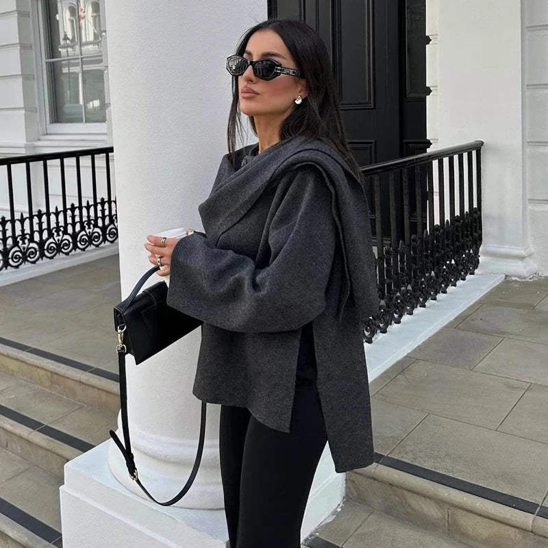 Women's Asymmetric Scarf Jacket